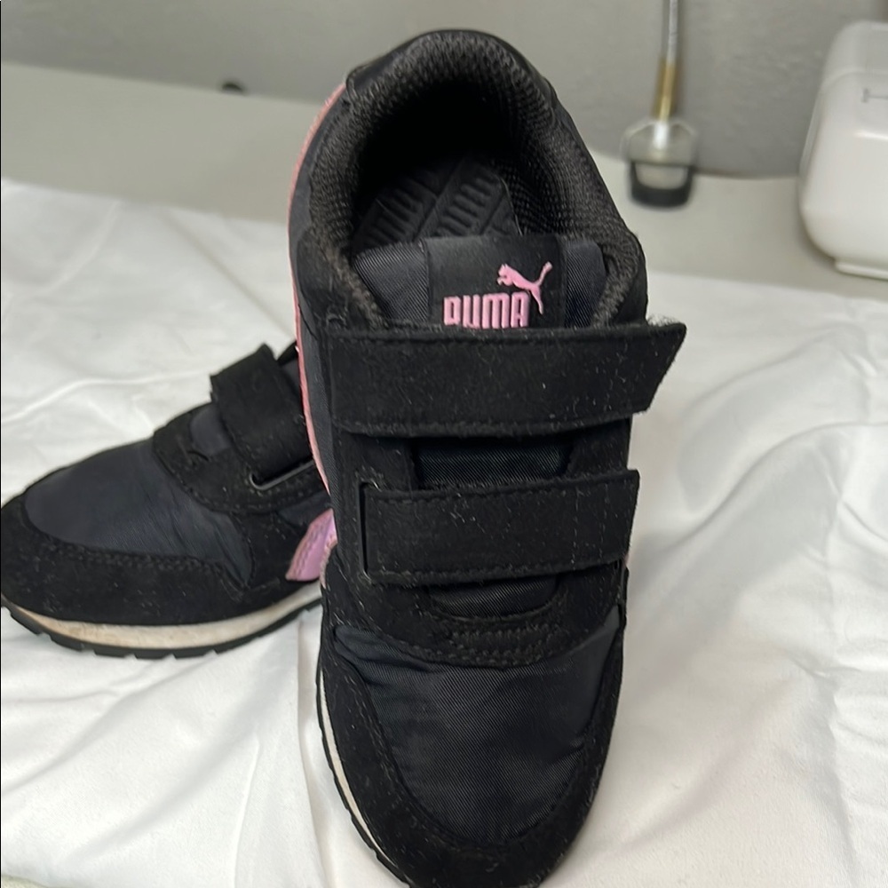 Puma Black and Pink Velcro Sneakers